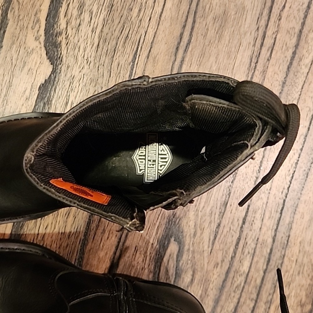 Harley Davidson Leather Black Boots Side Zip Lace Back Womens Size 5.5 - Picture 10 of 10